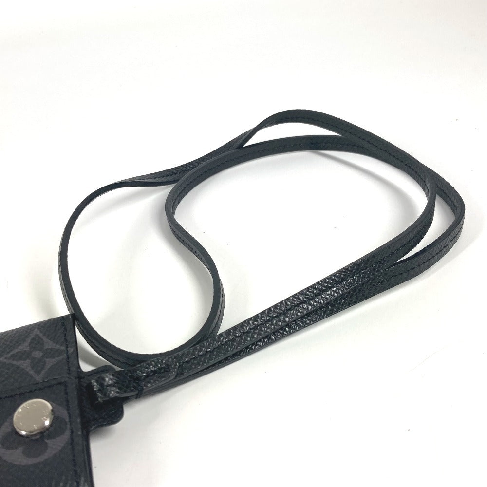 LOUIS VUITTON M83155 Taiga Leather Porto Carte On Strap Wallet with Coin Purse and Strap, Card Case, Business Card Holder, Coin Case, Taiga Leather, Unisex, Black