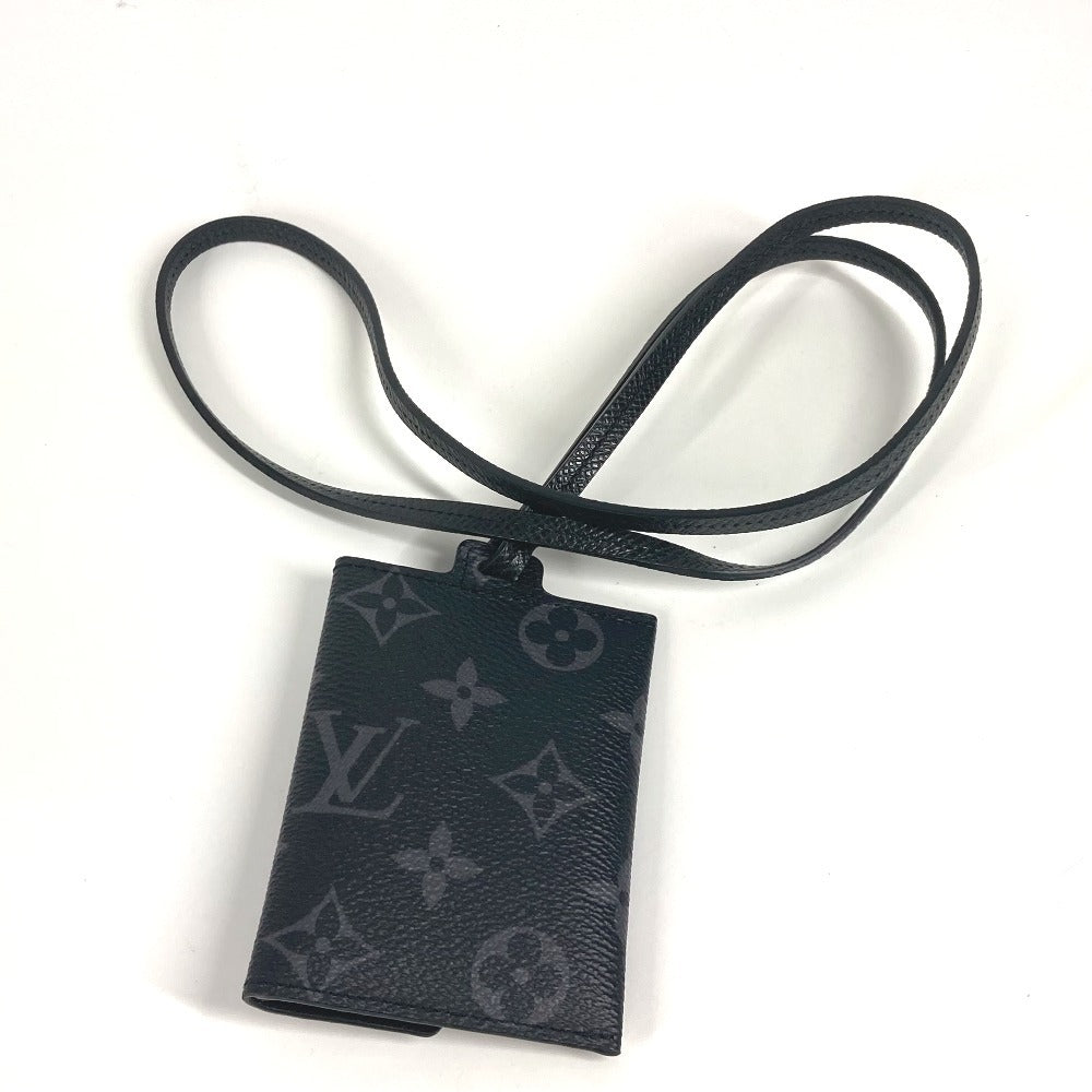LOUIS VUITTON M83155 Taiga Leather Porto Carte On Strap Wallet with Coin Purse and Strap, Card Case, Business Card Holder, Coin Case, Taiga Leather, Unisex, Black