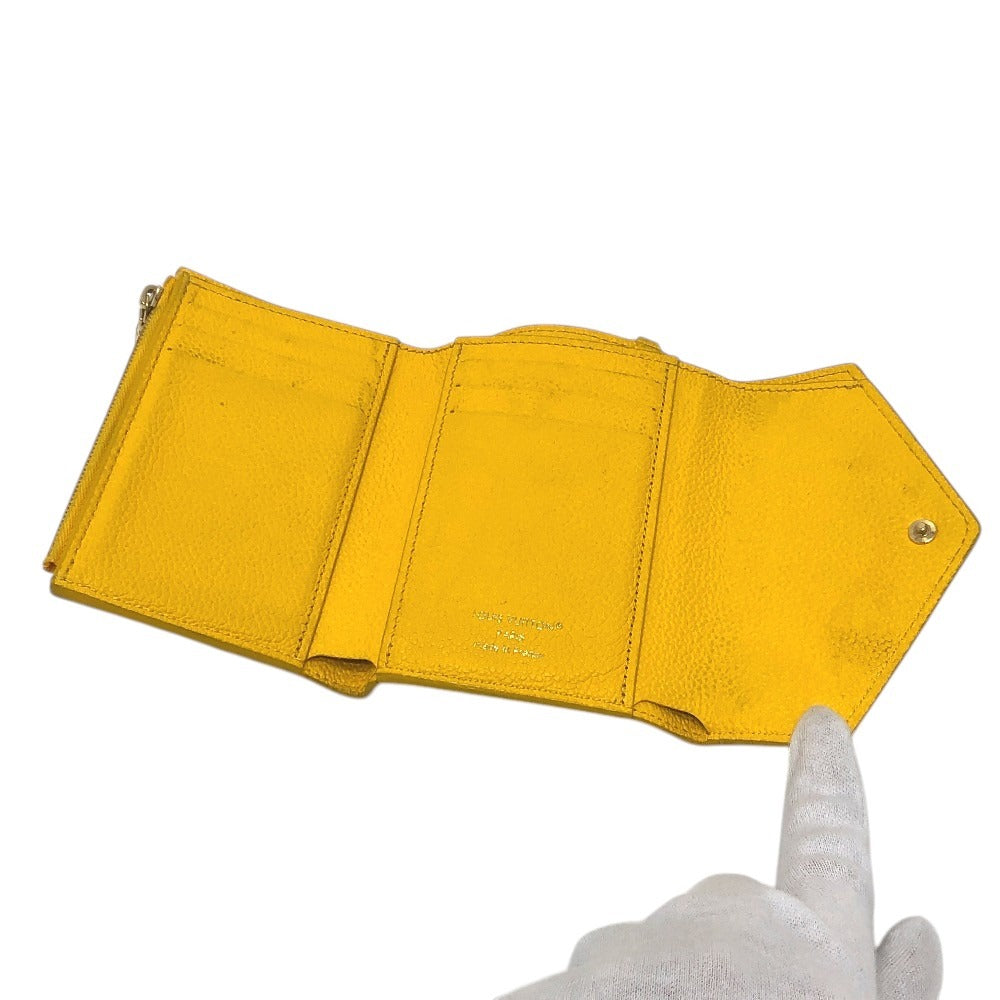 LOUIS VUITTON M14156 Portefeuille Victorine Trifold Wallet Monogram Empreinte Leather Women's Ginko Yellow Yellow