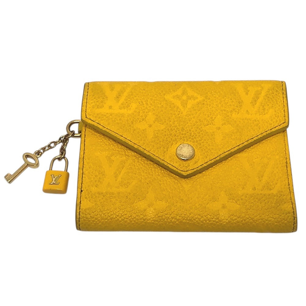 LOUIS VUITTON M14156 Portefeuille Victorine Trifold Wallet Monogram Empreinte Leather Women's Ginko Yellow Yellow
