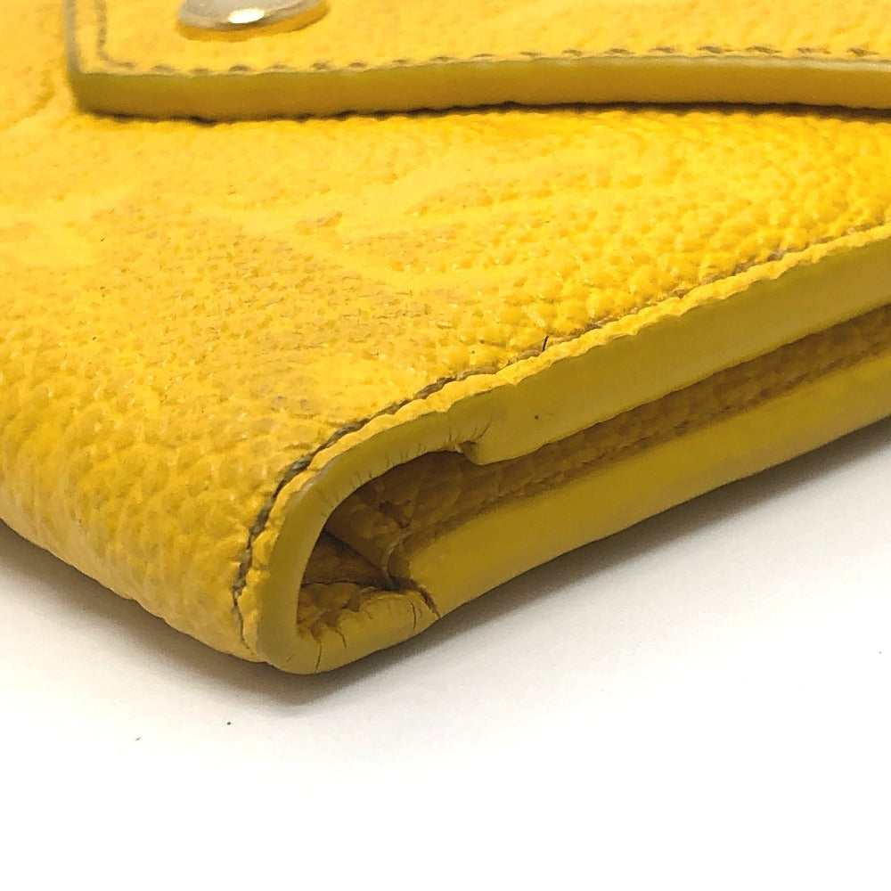 LOUIS VUITTON M14156 Portefeuille Victorine Trifold Wallet Monogram Empreinte Leather Women's Ginko Yellow Yellow