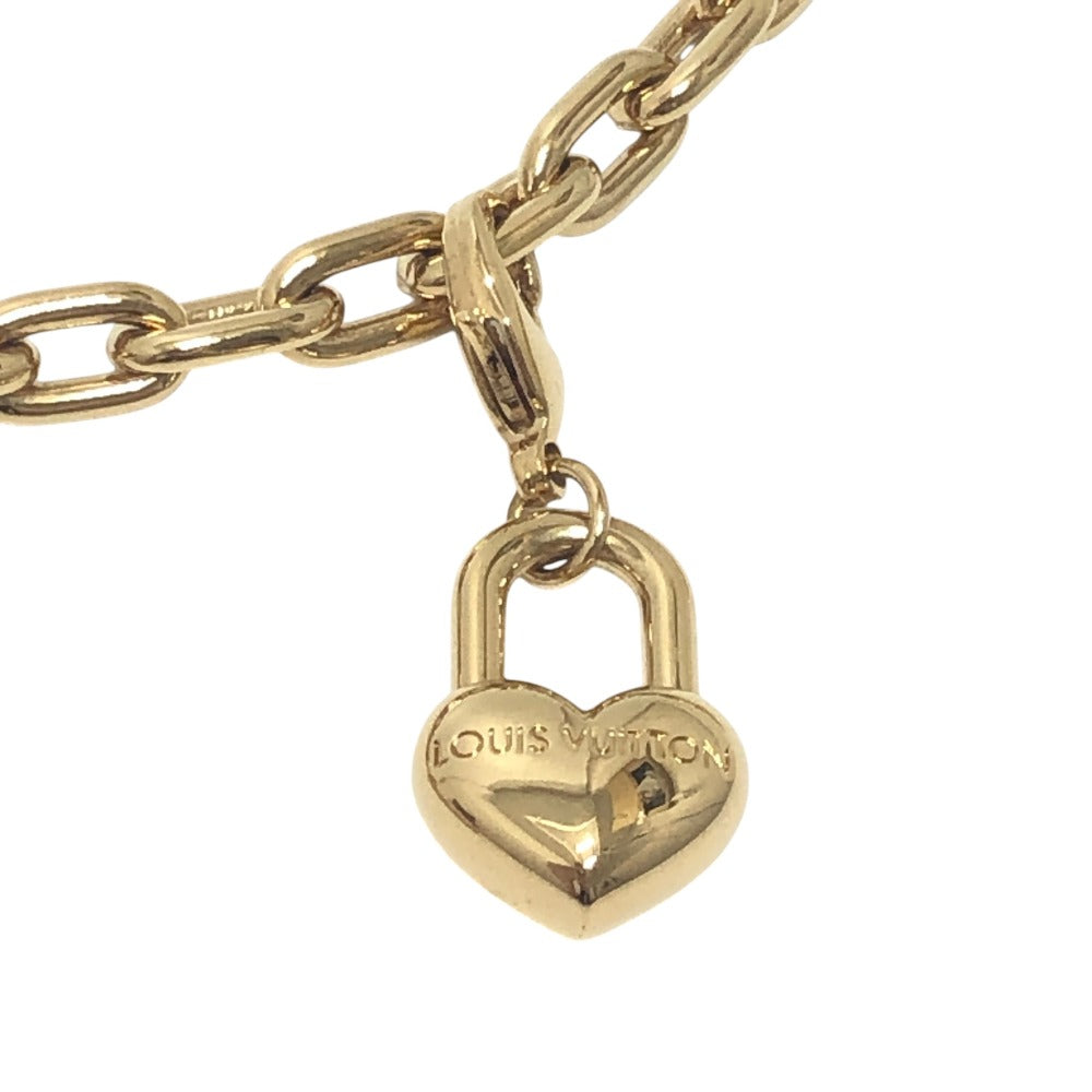 LOUIS VUITTON M02943 LV Heart Padlock Pearl ChainKey Holder Bag Charm Metal Gold Used