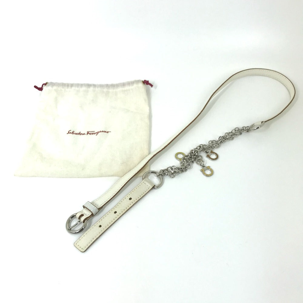 Salvatore Ferragamo アクセサリー チェーンベルト ガンチーニ ベルト レザー レディース ホワイト