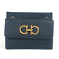 Salvatore Ferragamo wallet, coin purse, crossbody pouch, Gancini logo, card and coin case with chain, business card holder, coin case, leather, women's, black