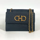 Salvatore Ferragamo wallet, coin purse, crossbody pouch, Gancini logo, card and coin case with chain, business card holder, coin case, leather, women's, black