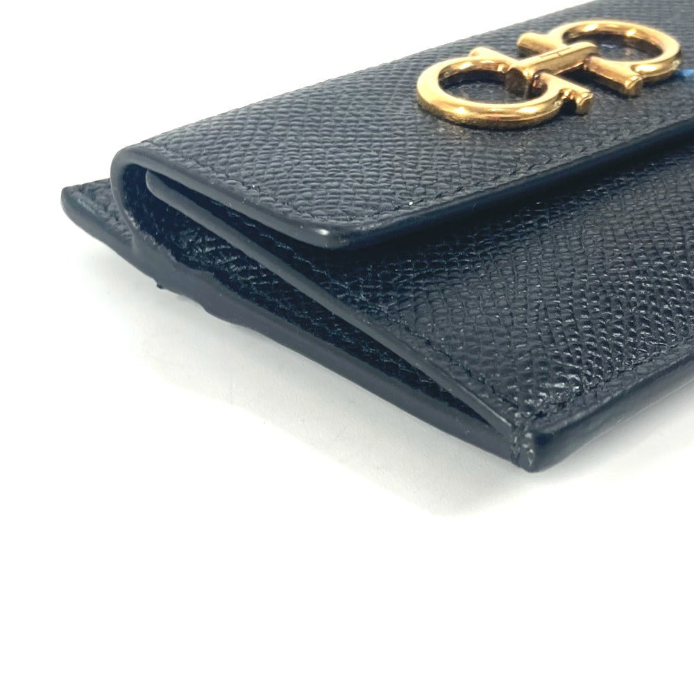 Salvatore Ferragamo wallet, coin purse, crossbody pouch, Gancini logo, card and coin case with chain, business card holder, coin case, leather, women's, black