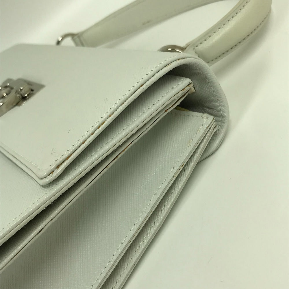 Salvatore Ferragamo Gancini 2-Way Crossbody Handbag in White Leather