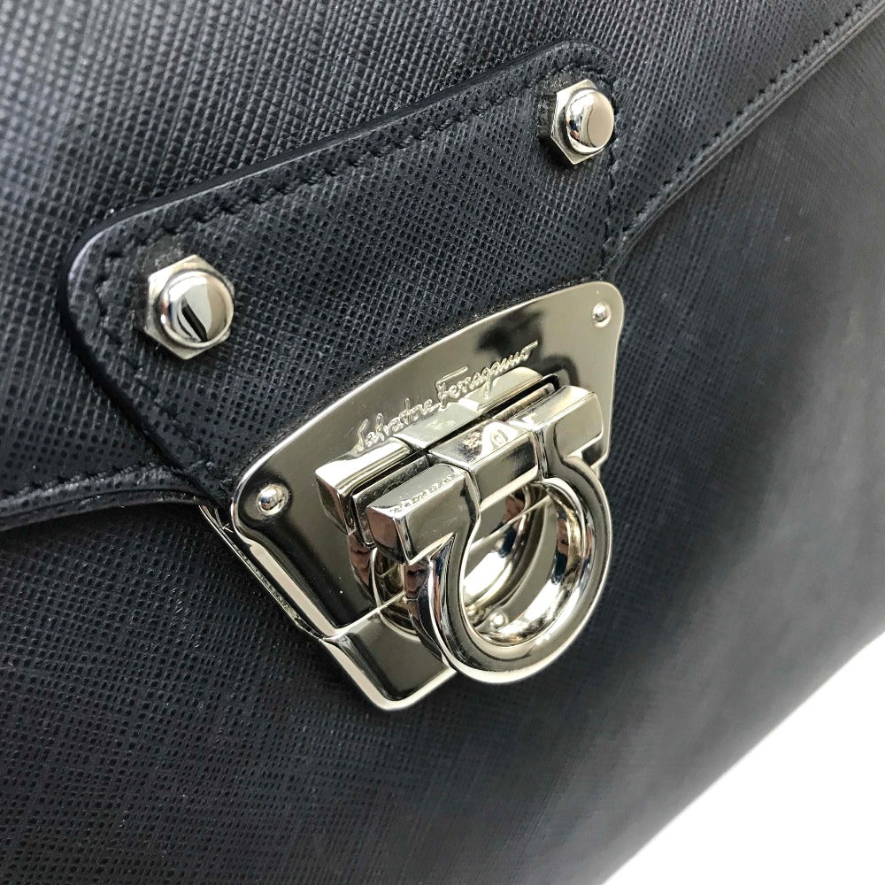 Salvatore Ferragamo Gancini Shoulder Bag, Handbag, Leather, Women's, Black