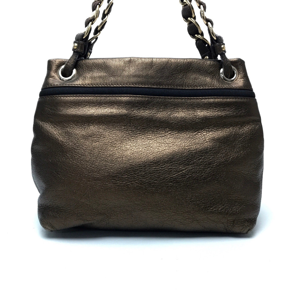 Salvatore Ferragamo Vara Ribbon Handbag, Chain Shoulder Bag, Tote Bag, Leather, Women's, Bronze