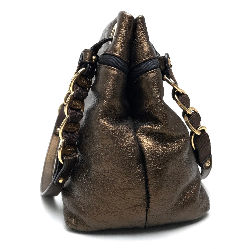 Salvatore Ferragamo Vara Ribbon Handbag, Chain Shoulder Bag, Tote Bag, Leather, Women's, Bronze