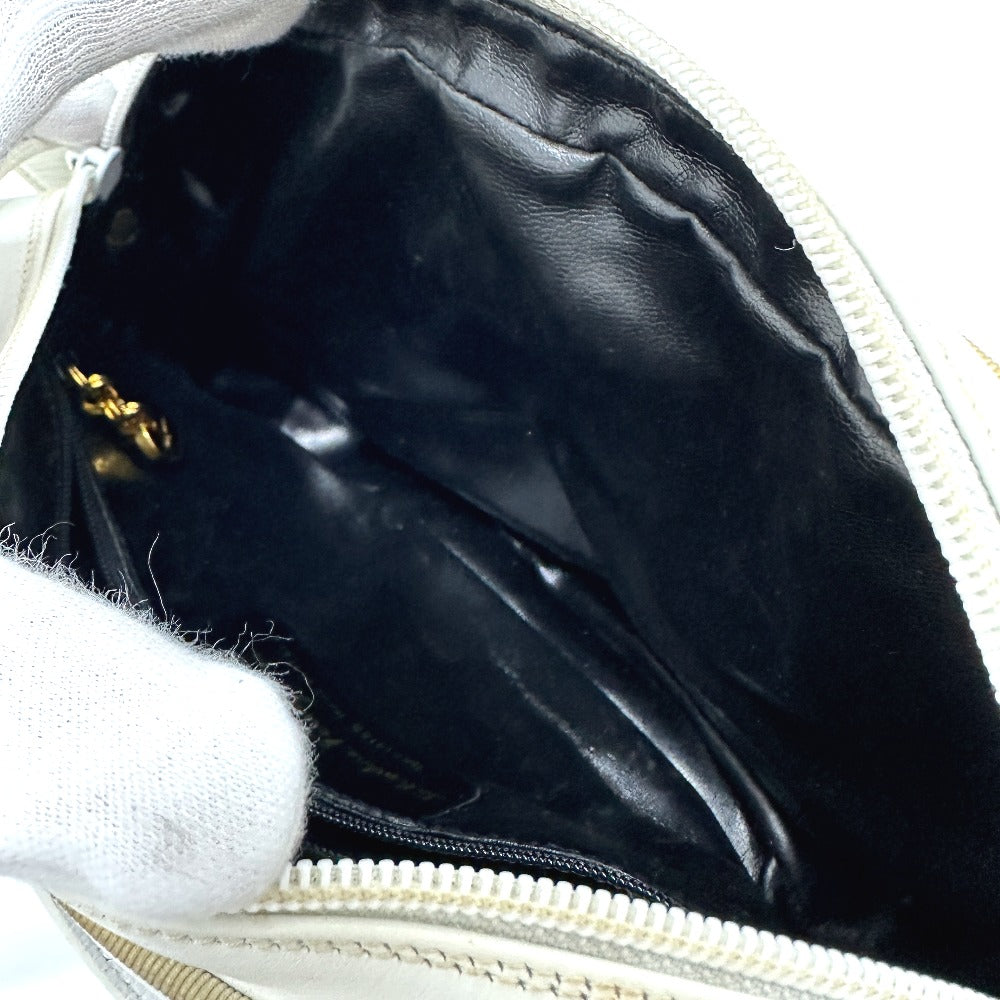 Salvatore Ferragamo BA214183 Vara Ribbon Shoulder Bag in White Leather