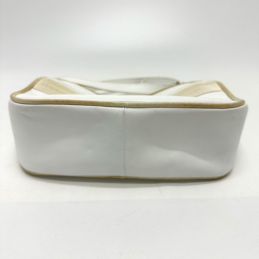 Salvatore Ferragamo BA214183 Vara Ribbon Shoulder Bag in White Leather