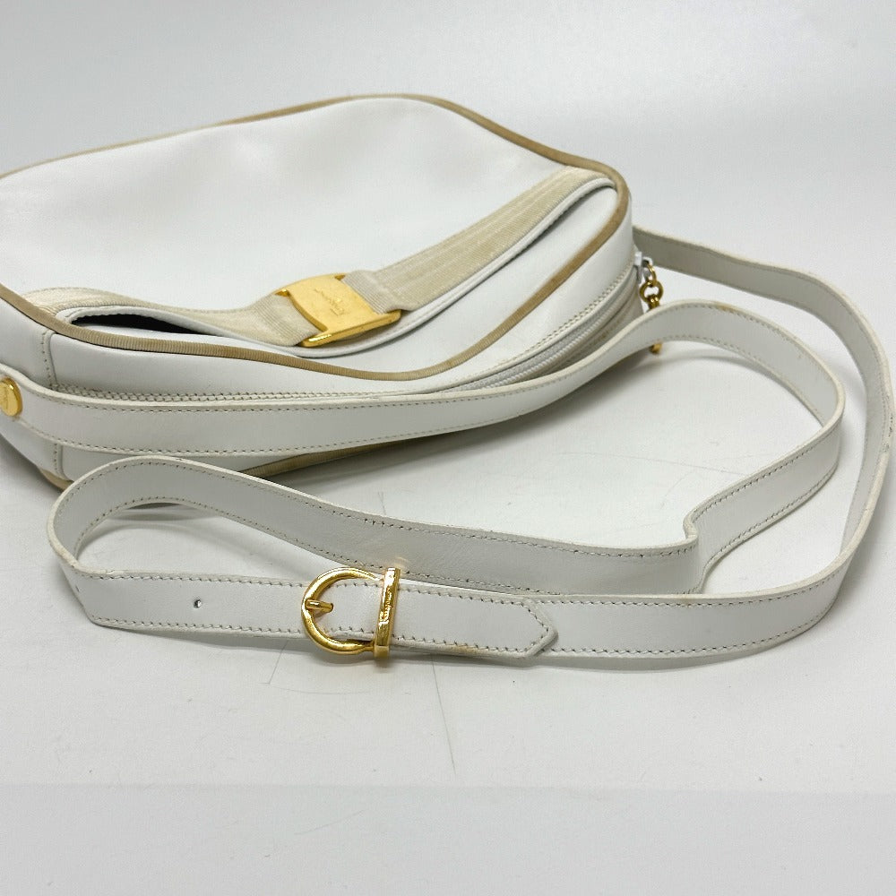 Salvatore Ferragamo BA214183 Vara Ribbon Shoulder Bag in White Leather