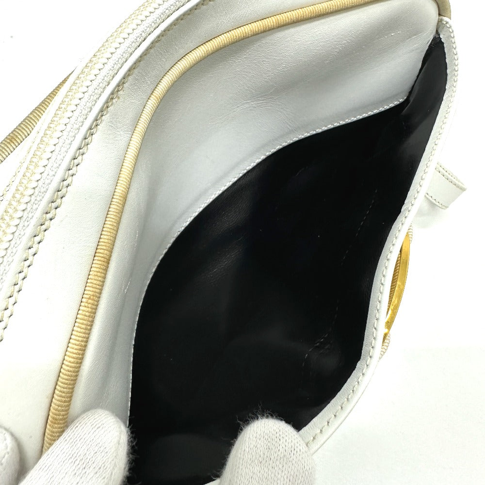 Salvatore Ferragamo BA214183 Vara Ribbon Shoulder Bag in White Leather