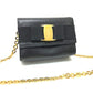 Salvatore Ferragamo Vara Ribbon Mini Pochette, Crossbody Bag, Waist Bag, Clutch, Shoulder Bag, Embossed Leather, Women's, Black and Gold