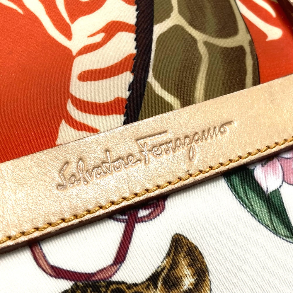 Salvatore Ferragamo Animal Print Tiger Shoulder Bag, Nylon Tote Bag, Multicolor