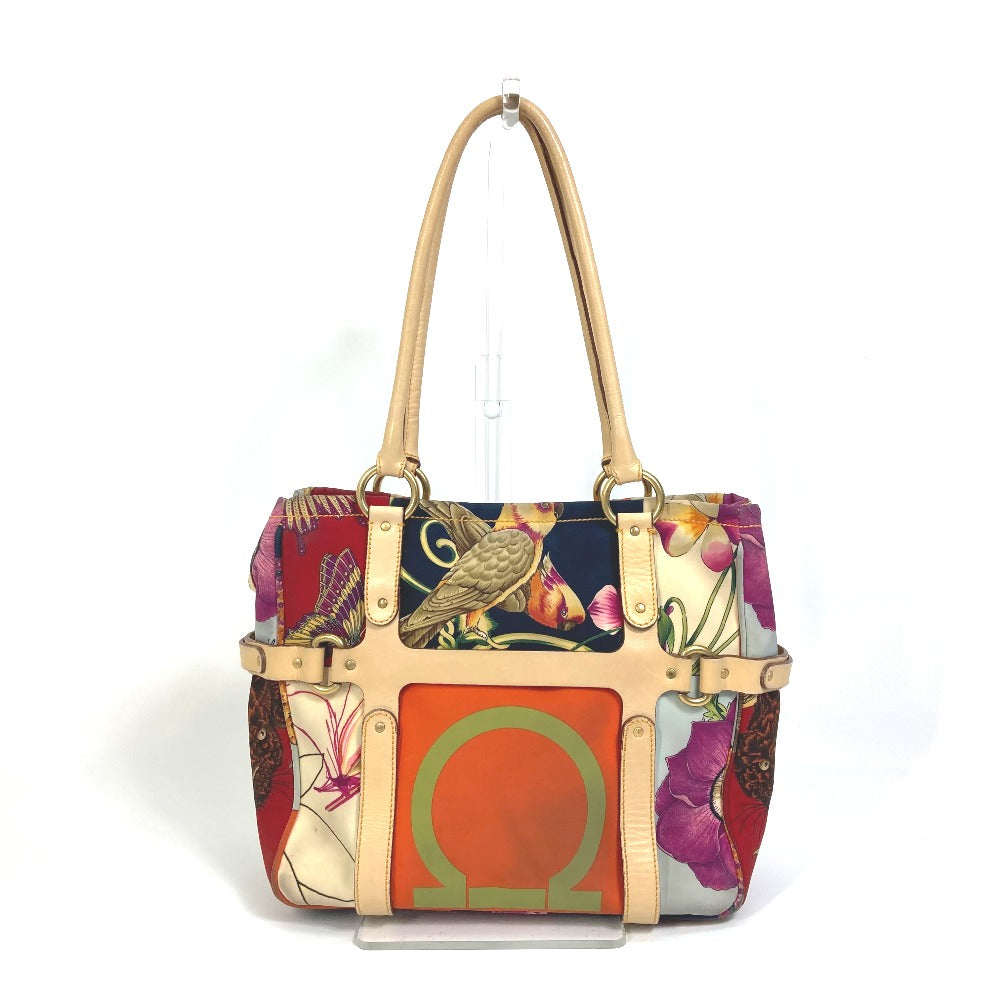 Salvatore Ferragamo Animal Print Tiger Shoulder Bag, Nylon Tote Bag, Multicolor