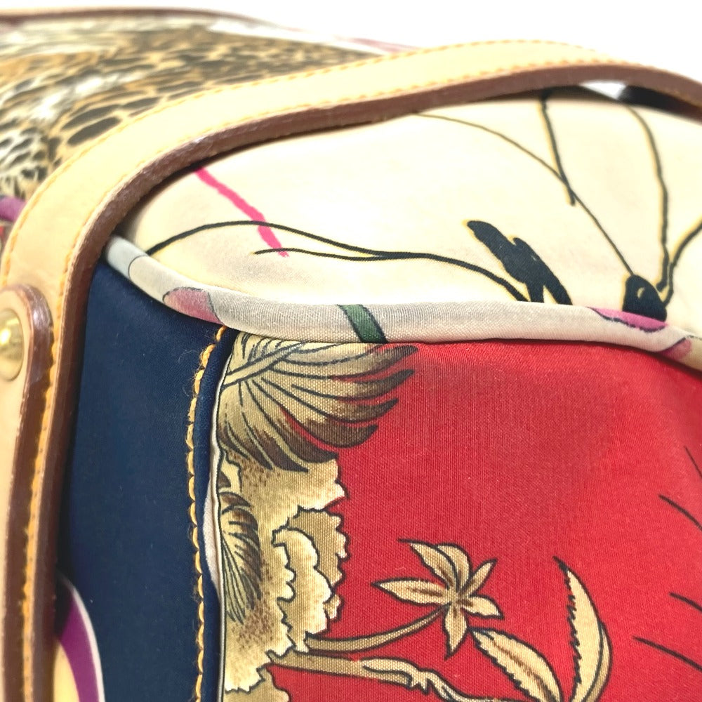 Salvatore Ferragamo Animal Print Tiger Shoulder Bag, Nylon Tote Bag, Multicolor