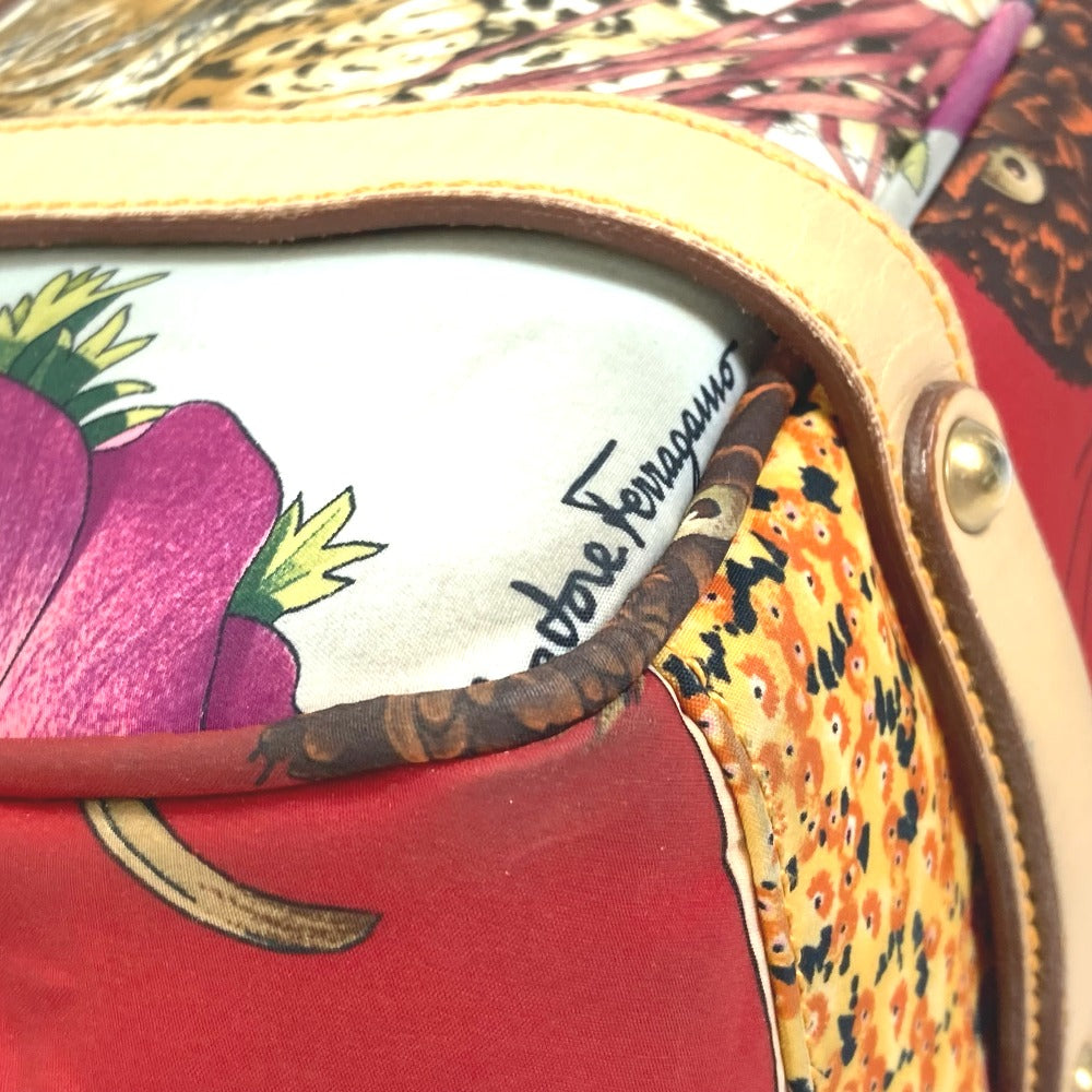 Salvatore Ferragamo Animal Print Tiger Shoulder Bag, Nylon Tote Bag, Multicolor