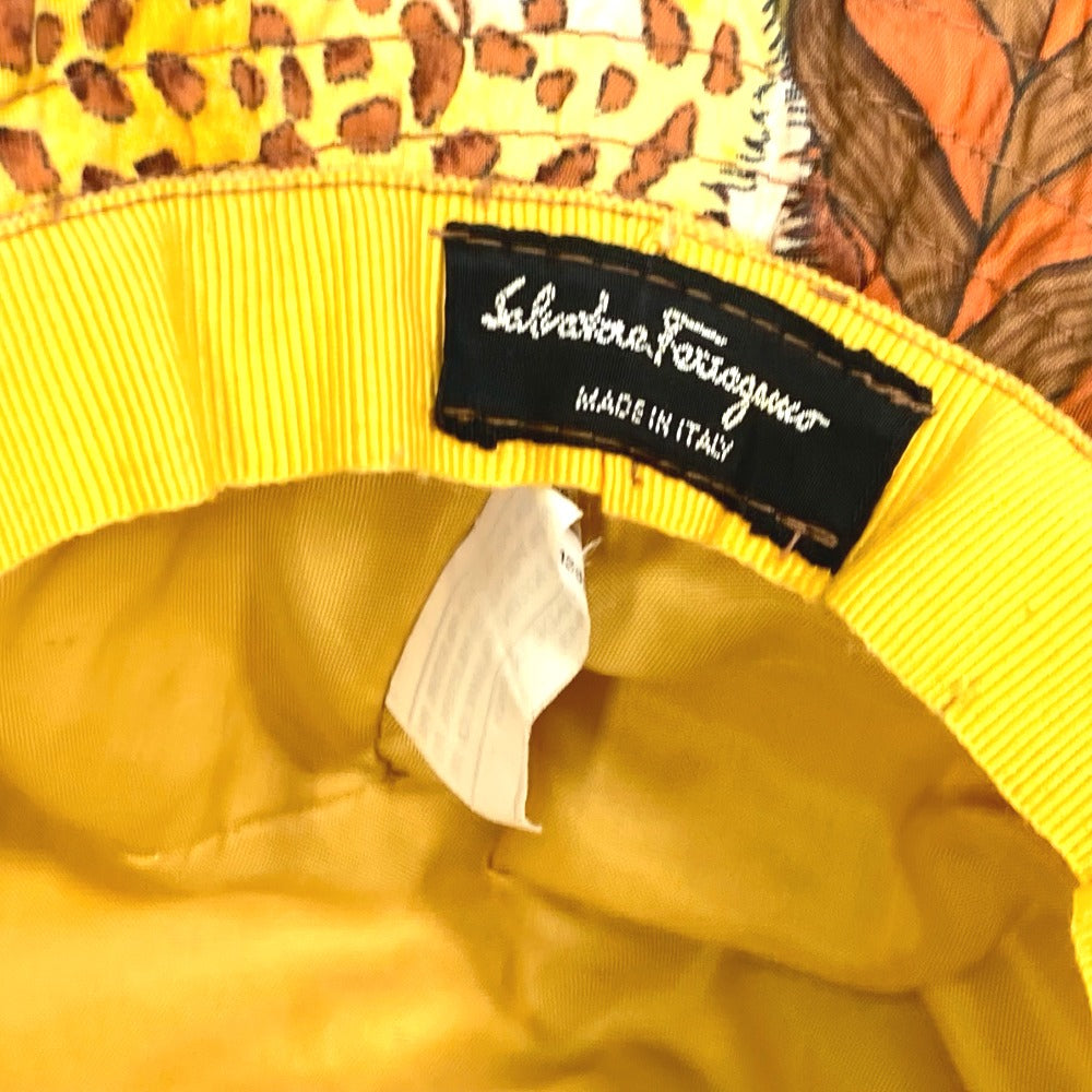 Salvatore Ferragamo Leopard Animal Print Quilted Hat, Polyester, Women's, Multicolor