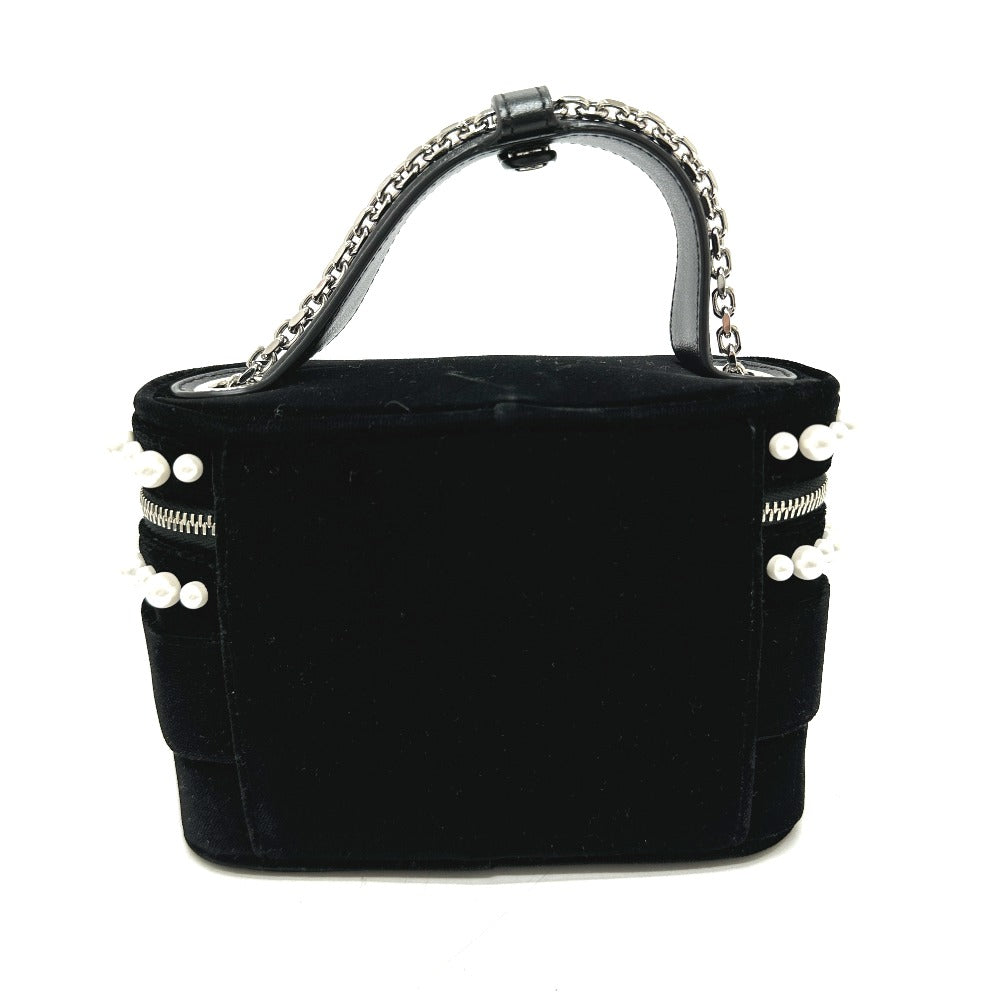 ROGER VIVIER RBWANMH70000LU クリスタル フェイクパール ヴァニティ ベルベット マイクロ 2WAY カバン 肩掛け バッグ ハンドバッグ サテン レディース ブラック