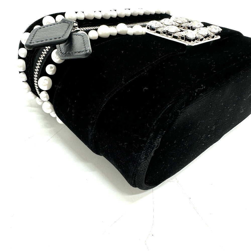 ROGER VIVIER RBWANMH70000LU クリスタル フェイクパール ヴァニティ ベルベット マイクロ 2WAY カバン 肩掛け バッグ ハンドバッグ サテン レディース ブラック