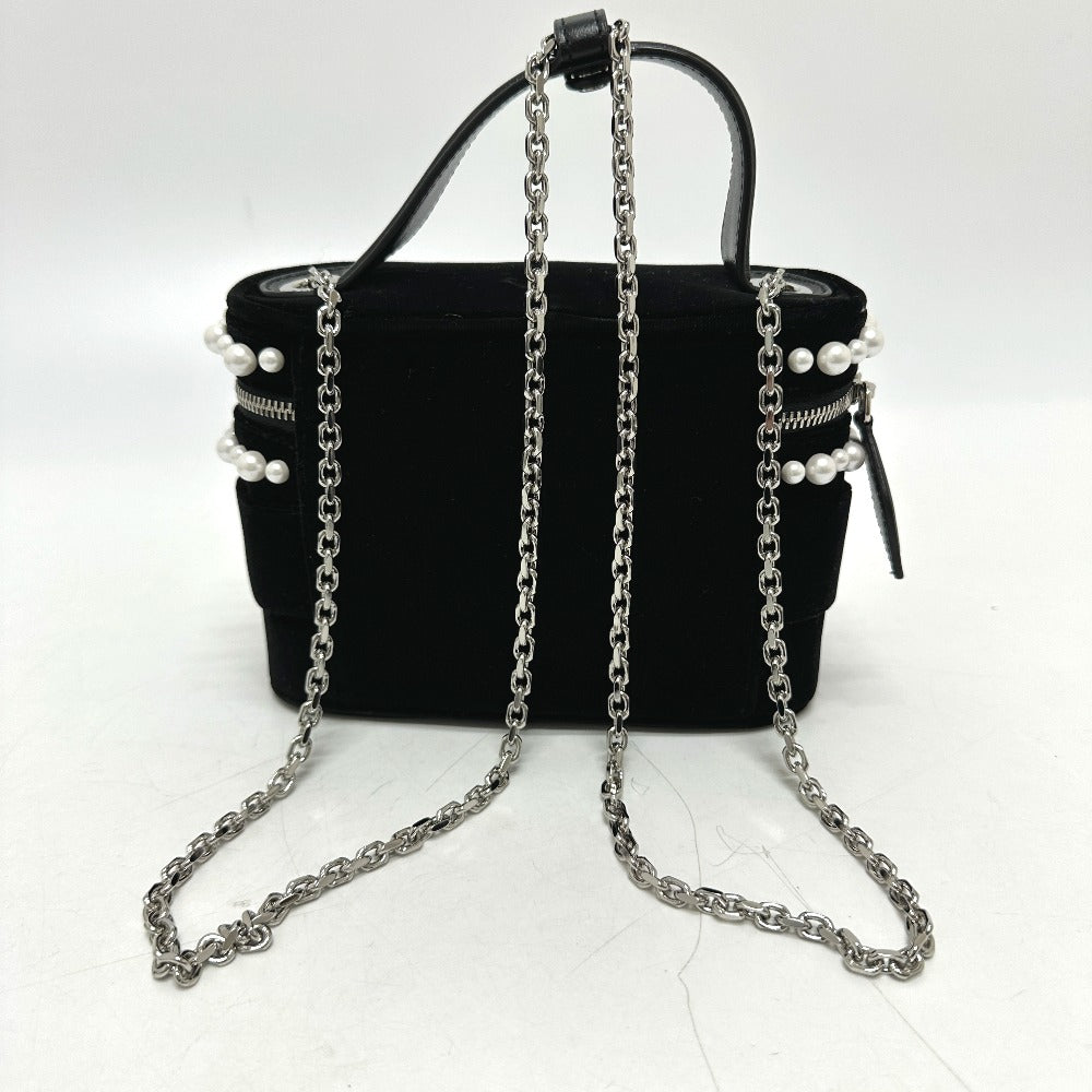 ROGER VIVIER RBWANMH70000LU クリスタル フェイクパール ヴァニティ ベルベット マイクロ 2WAY カバン 肩掛け バッグ ハンドバッグ サテン レディース ブラック