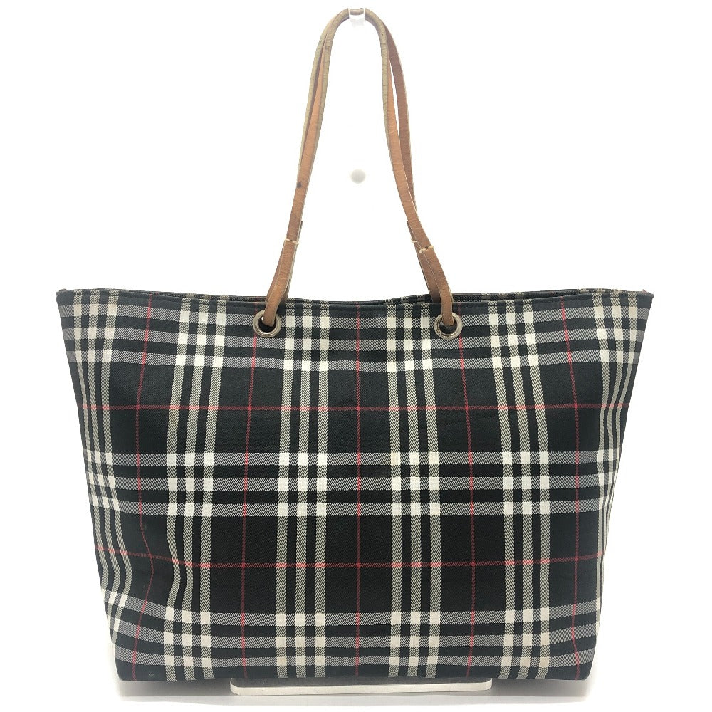 BURBERRY London Check pattern Bag Hand Bag Tote Bag Canvas Black Used