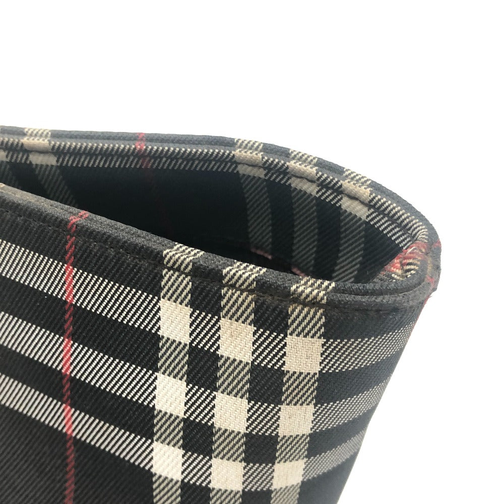 BURBERRY London Check pattern Bag Hand Bag Tote Bag Canvas Black Used