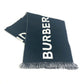 BURBERRY 80085081 Two-tone Fringe Scarf Logo Muffler Wool Women's Black x White