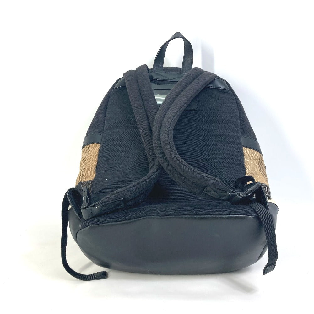 BURBERRY 3958527 Mega Check Backpack, Canvas/Leather, Men's, Beige