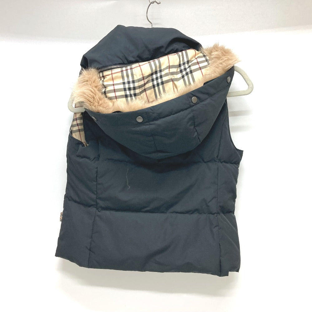 BURBERRY ロンドン ダウン ベスト アパレル 袖なし チェック アウター フードファー フード付き ダウンベスト ナイロン レディース ブラック
