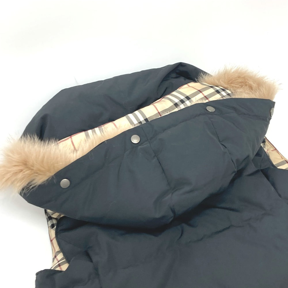 BURBERRY ロンドン ダウン ベスト アパレル 袖なし チェック アウター フードファー フード付き ダウンベスト ナイロン レディース ブラック