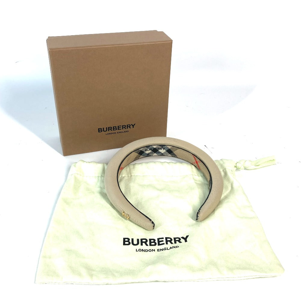 BURBERRY 内面チェック柄 ロゴ TB ヘアアクセサリー ヘッドバンド ヘアバンド カチューシャ キャンバス レディース ベージュ - brandshop-reference