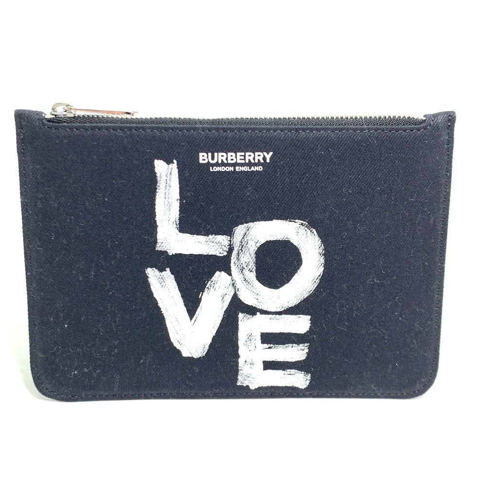 BURBERRY LOVE Makeup Pouch, Coin Case, Clutch Bag, Pouch, Canvas, Women's, Black