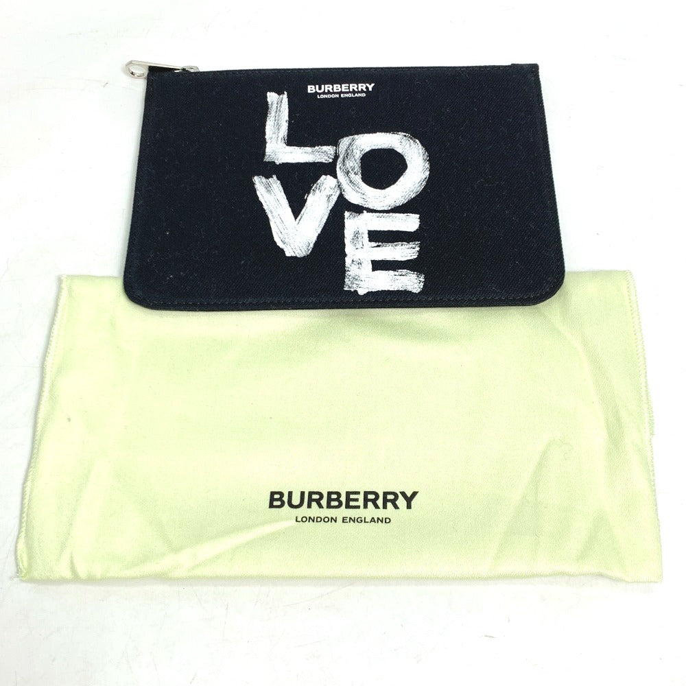 BURBERRY LOVE Makeup Pouch, Coin Case, Clutch Bag, Pouch, Canvas, Women's, Black