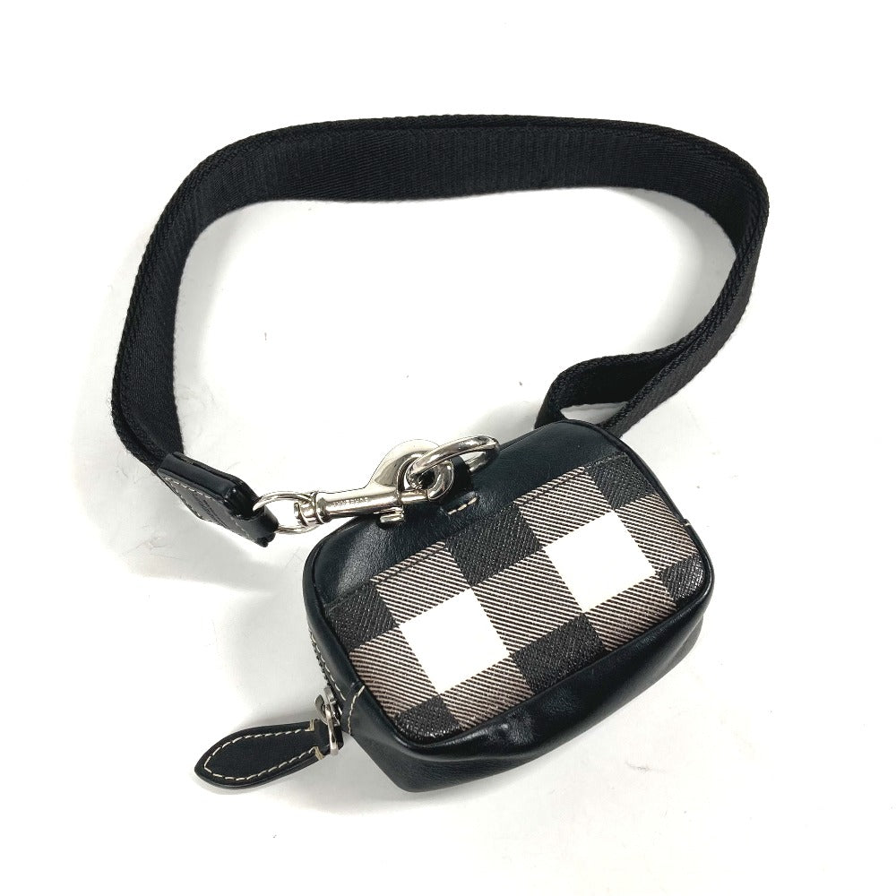 BURBERRY 小銭入れ 財布 チェック ストラップ付 ポーチ コインケース レザー/PVC レディース ブラック