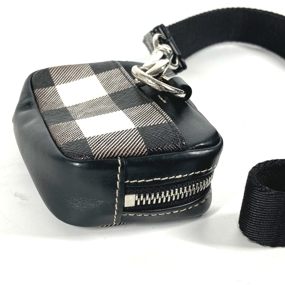 BURBERRY 小銭入れ 財布 チェック ストラップ付 ポーチ コインケース レザー/PVC レディース ブラック