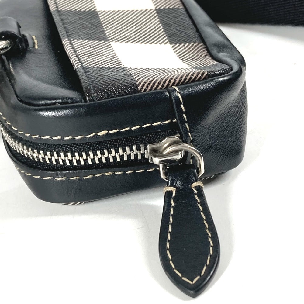 BURBERRY 小銭入れ 財布 チェック ストラップ付 ポーチ コインケース レザー/PVC レディース ブラック