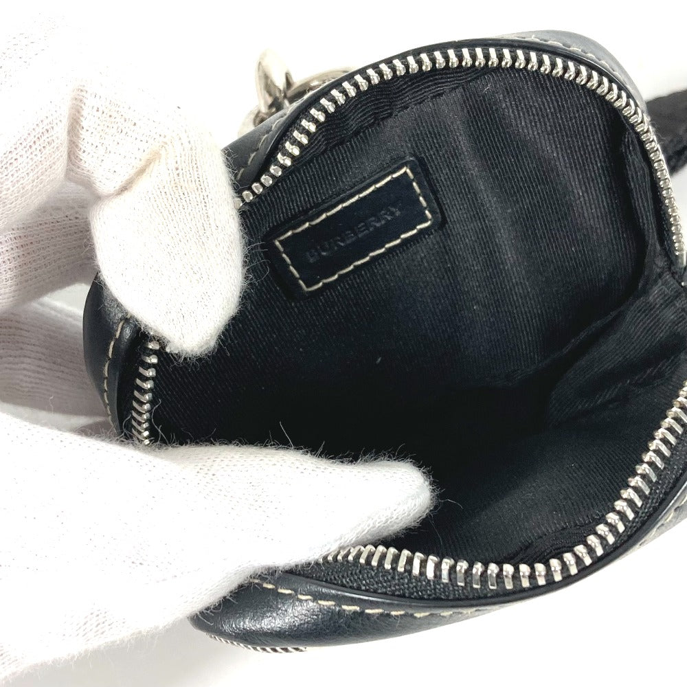 BURBERRY 小銭入れ 財布 チェック ストラップ付 ポーチ コインケース レザー/PVC レディース ブラック