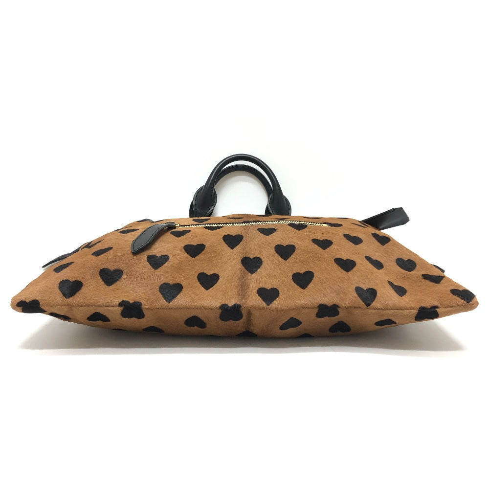 BURBERRY Burberry Prorsum Big Crush-in-Heart Print - All-over heart pattern Drawstring Handbag Tote Bag Pony-Hair/Leather Brown/Black Used