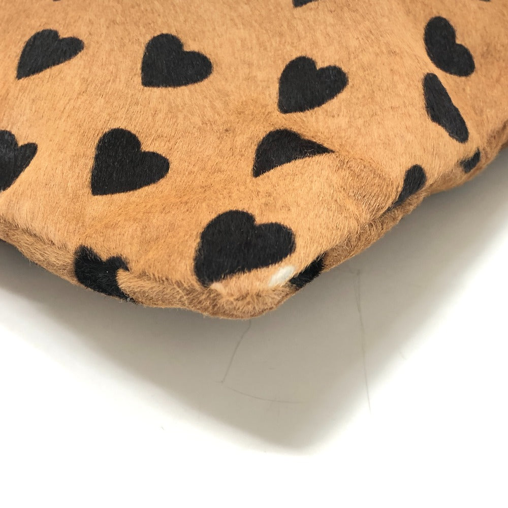 BURBERRY Burberry Prorsum Big Crush-in-Heart Print - All-over heart pattern Drawstring Handbag Tote Bag Pony-Hair/Leather Brown/Black Used