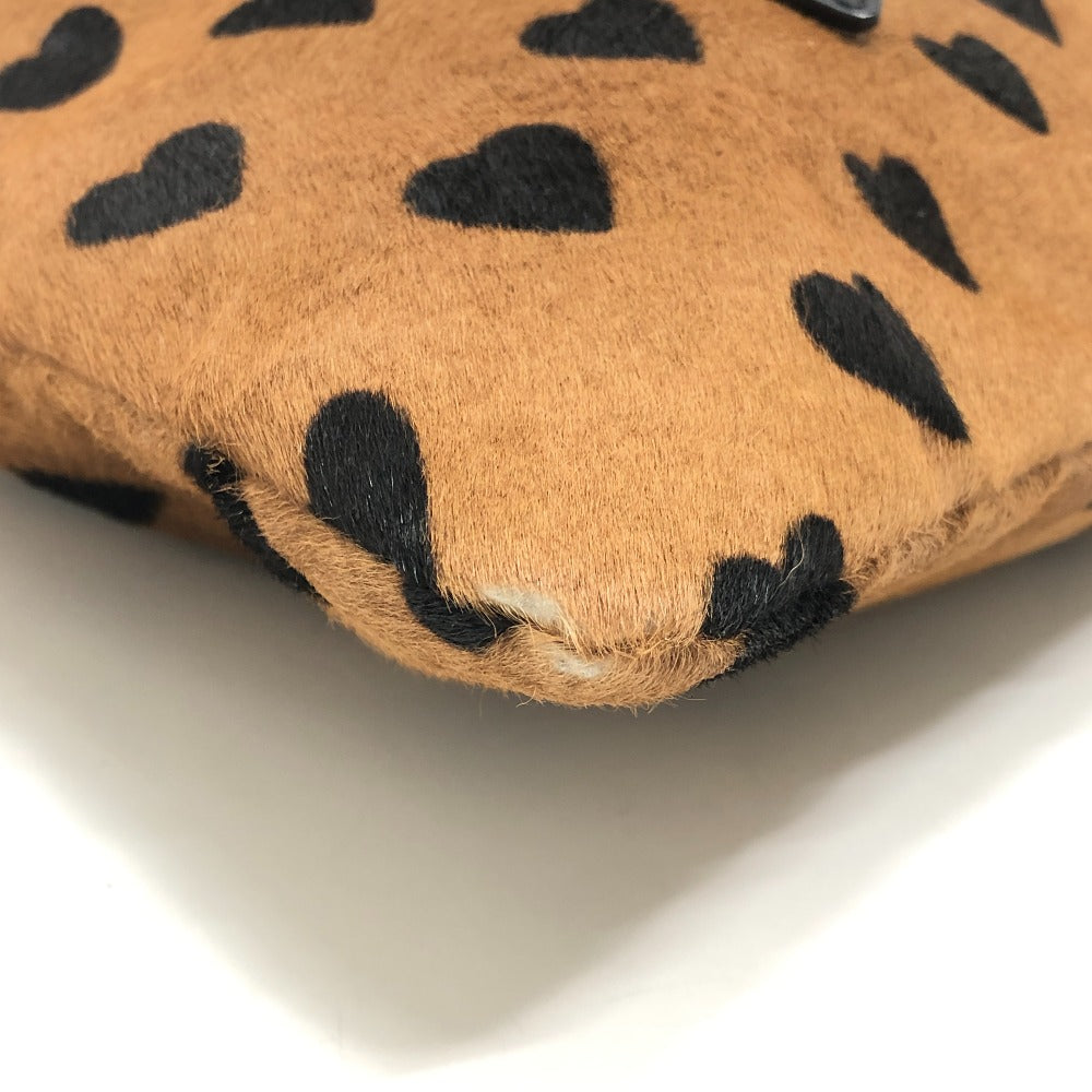 BURBERRY Burberry Prorsum Big Crush-in-Heart Print - All-over heart pattern Drawstring Handbag Tote Bag Pony-Hair/Leather Brown/Black Used