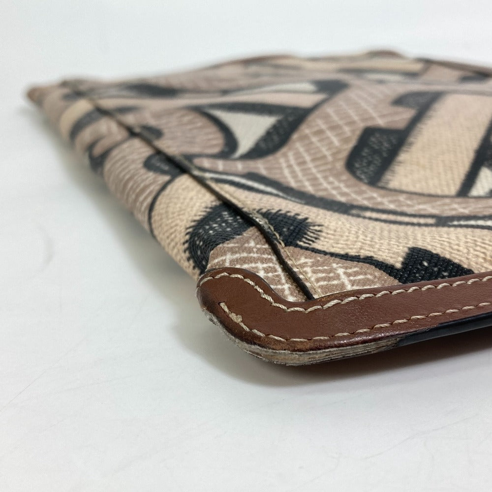 BURBERRY TB Print Clutch Bag, Zippered PVC/Leather, Men's, Brown
