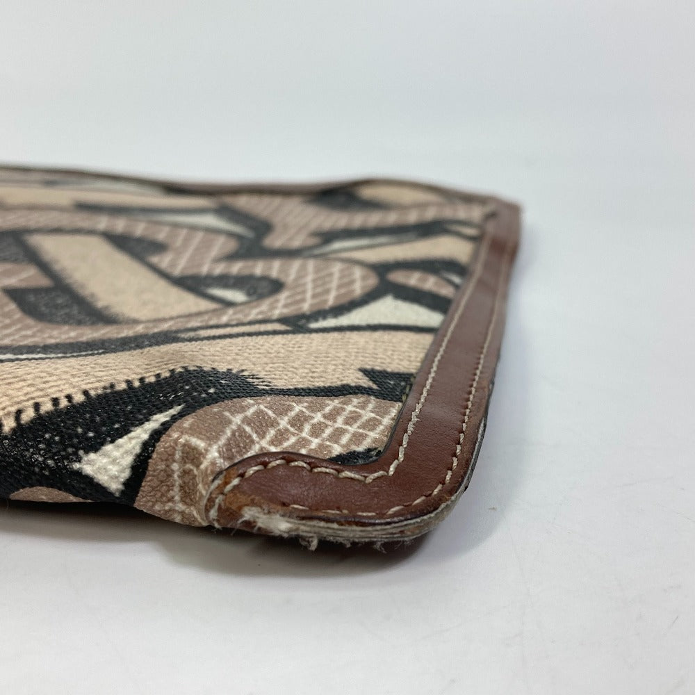 BURBERRY TB Print Clutch Bag, Zippered PVC/Leather, Men's, Brown