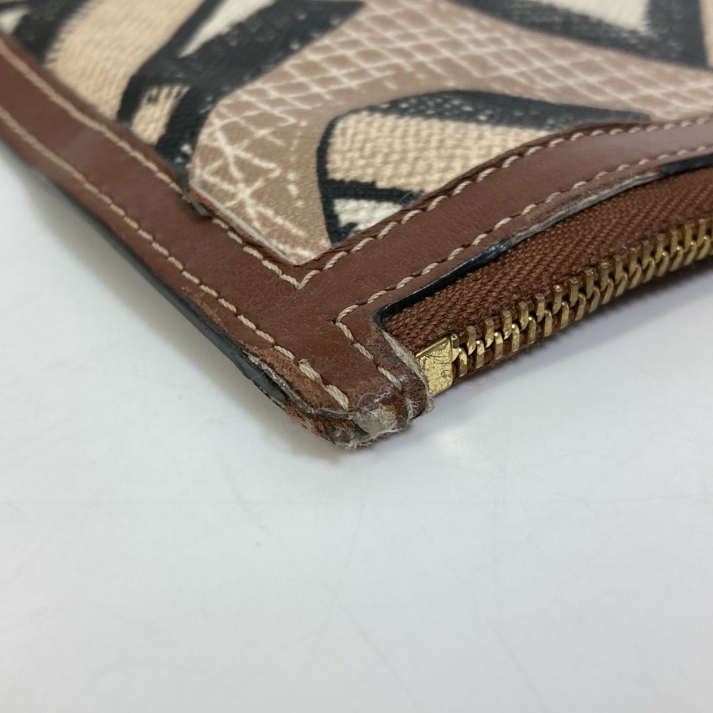 BURBERRY TB Print Clutch Bag, Zippered PVC/Leather, Men's, Brown