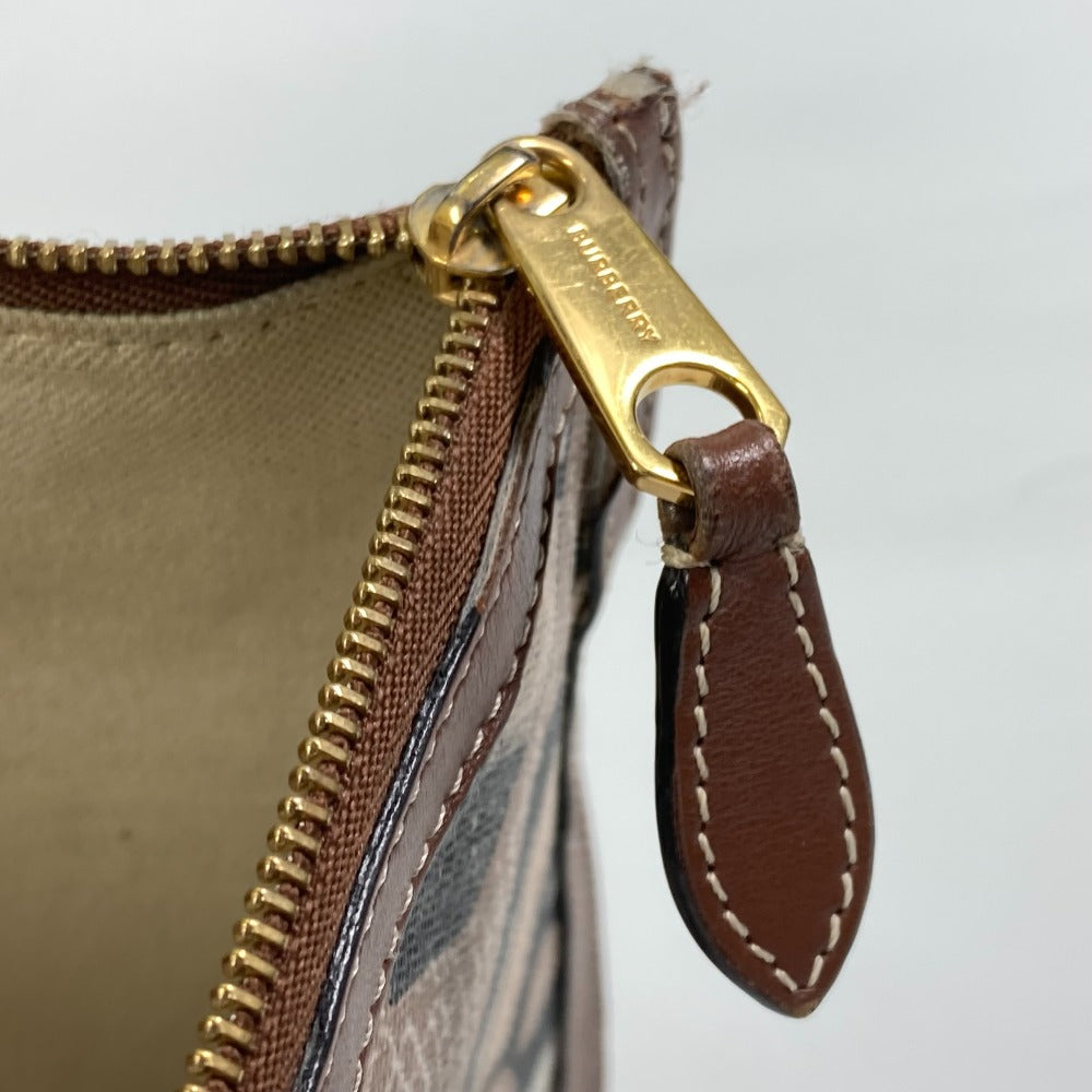 BURBERRY TB Print Clutch Bag, Zippered PVC/Leather, Men's, Brown