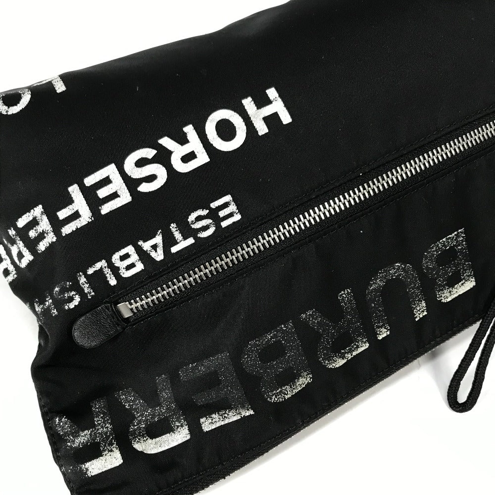 BURBERRY 8014756 Horseferry Clutch Bag, Nylon, Men's, Black