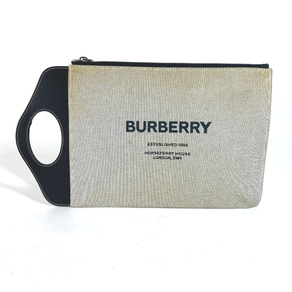 BURBERRY logo handbag, 2-way bag, clutch bag, men's, gray