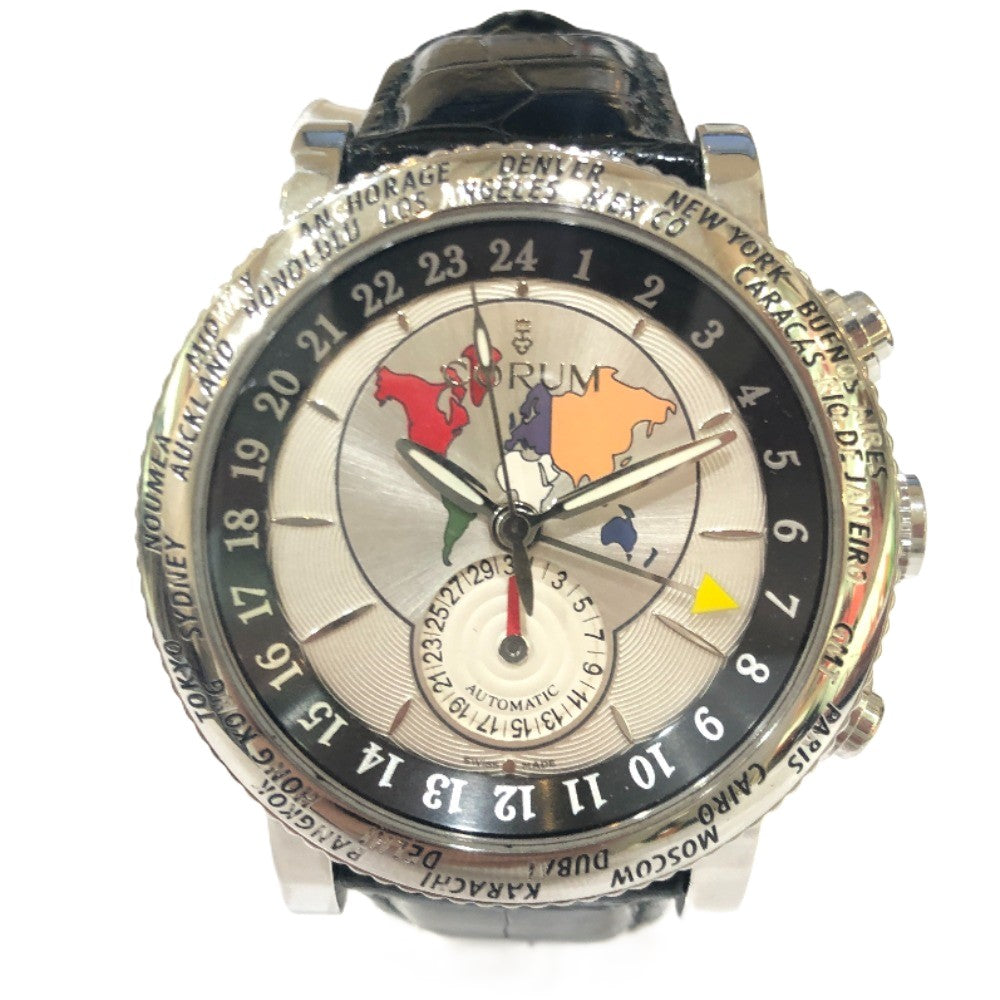 CORUM 983.201.20 Classic GMT Automatic Watch with See-Through Back, Stainless Steel, Men's, Silver